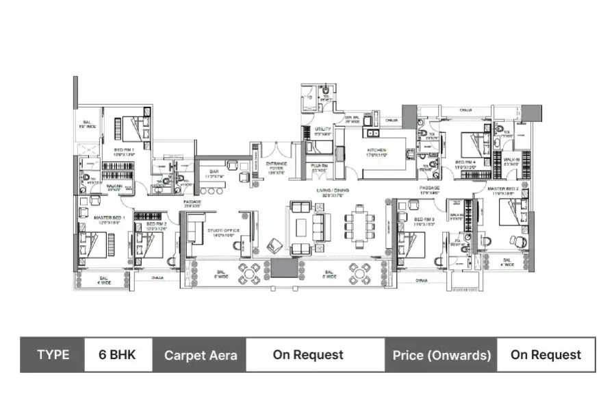 Shree Sai Vana Veda 6 BHK floor plan,  sq ft carpet area